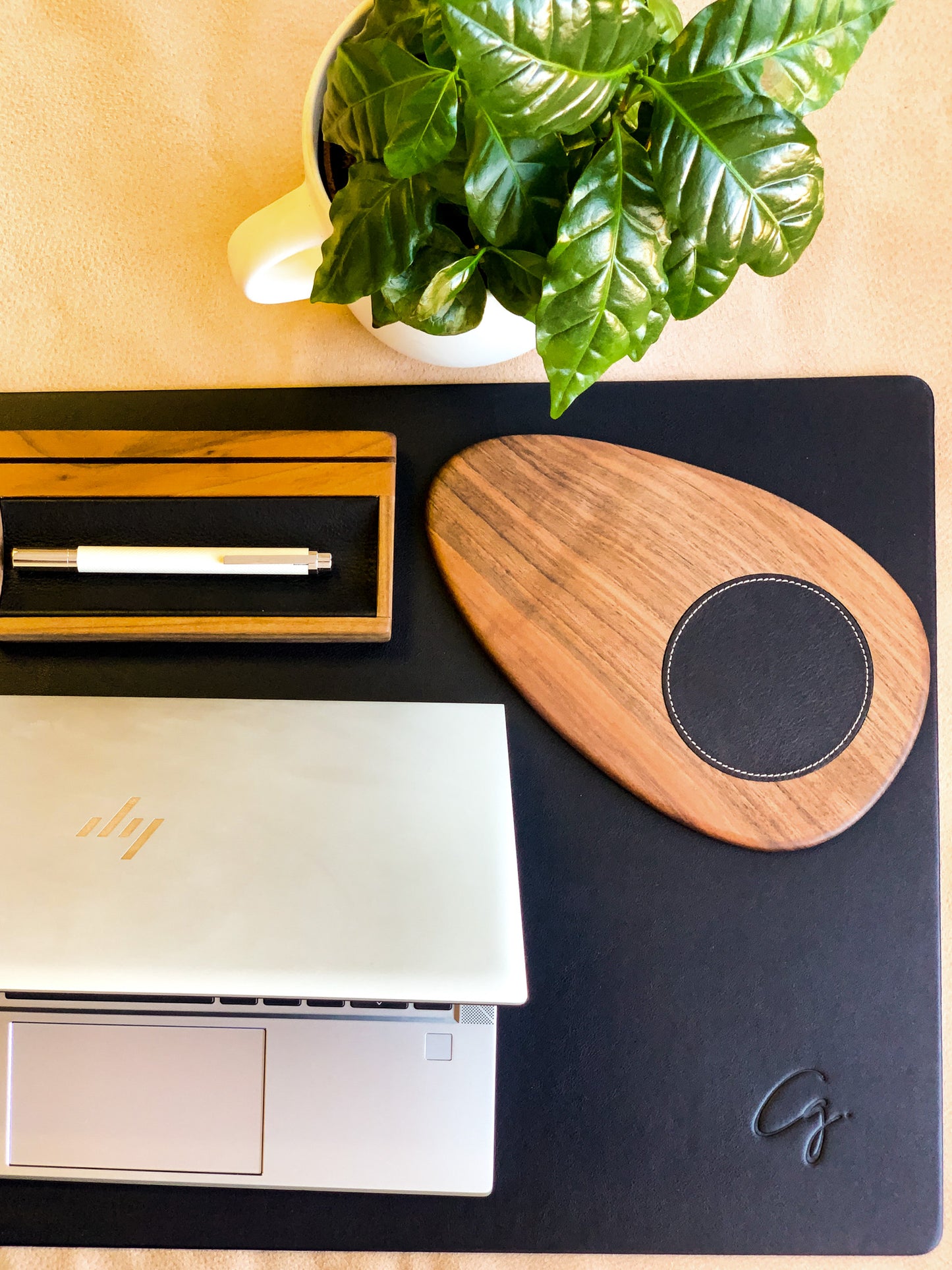 CG Coffee Plate with Leather Coaster